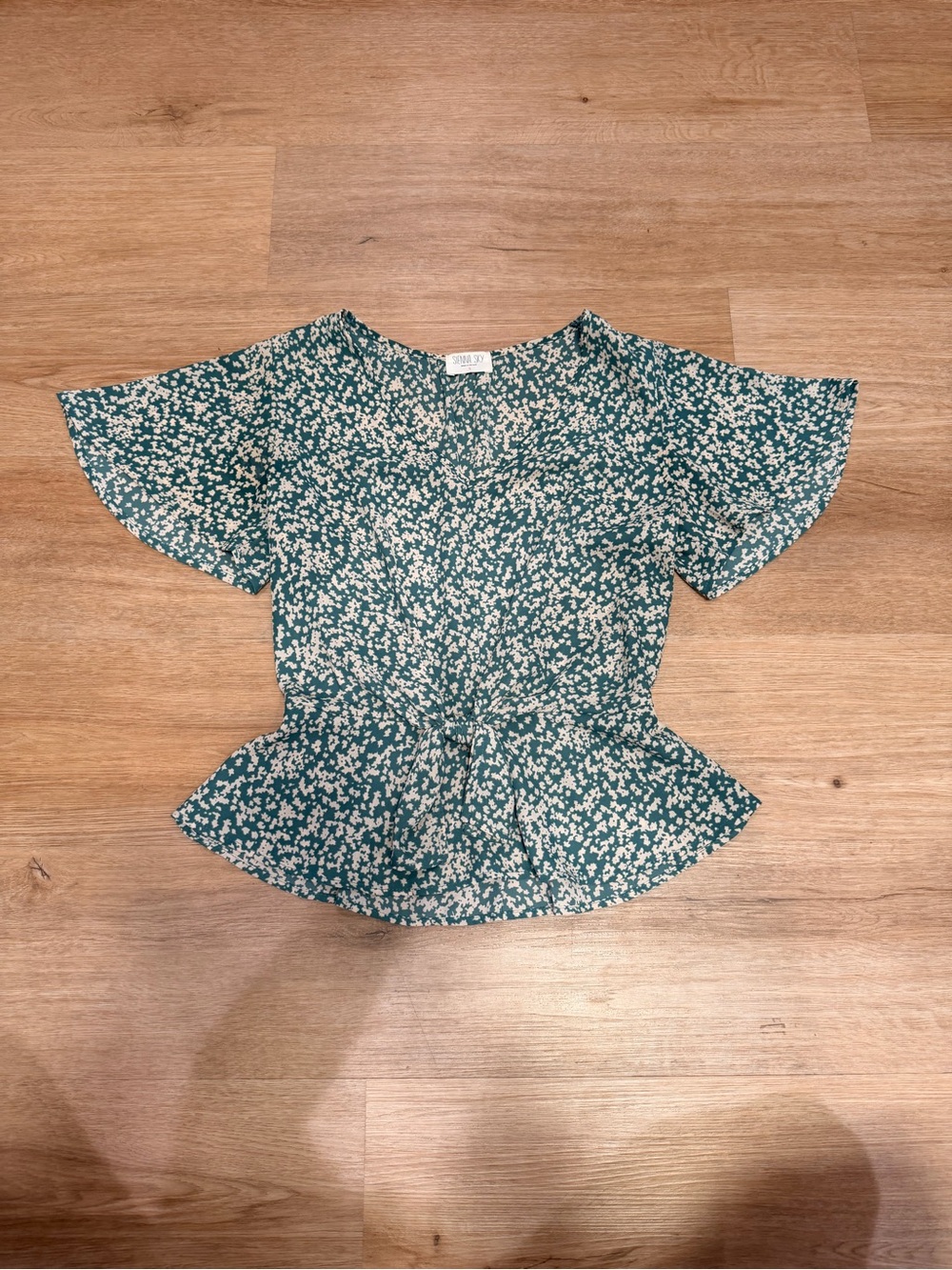 Sienna Sky Teal Floral Peplum Top